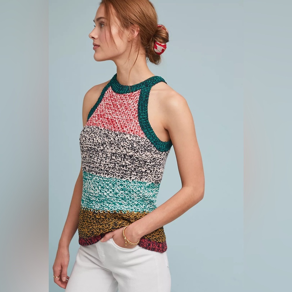 Anthropologie Maeve Knitted Multi-Colored Top